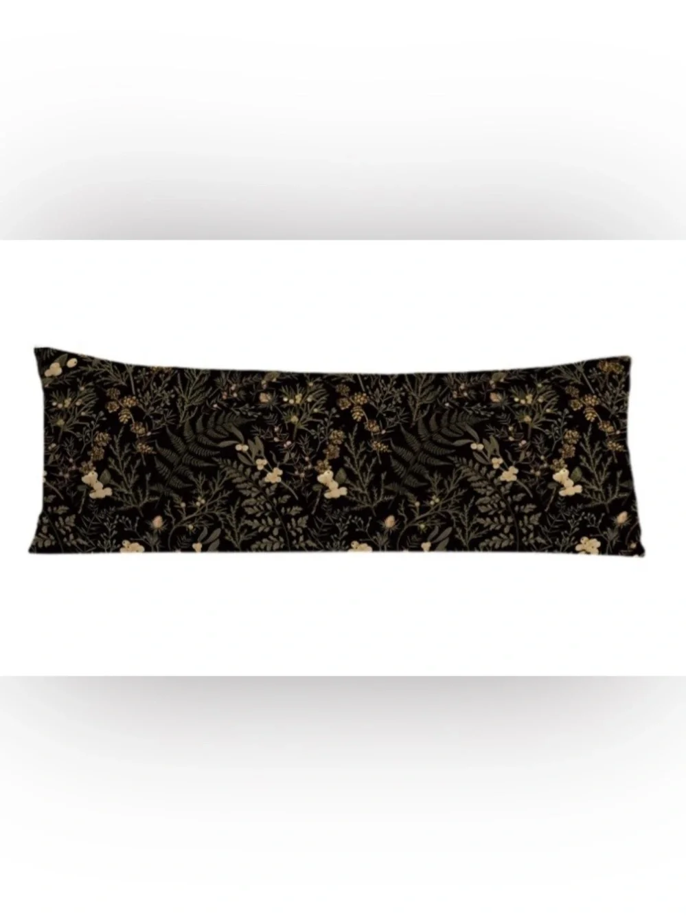 Floral Body Pillow Cover 54x21” - BLACK GOLD
